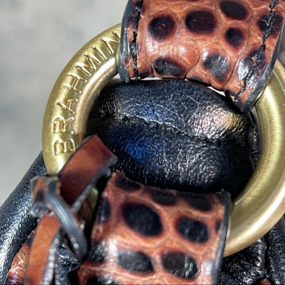 BRAHMIN Brown Black Croc Embossed Leather Shoulder Bag 90s - Picture 7 of 12